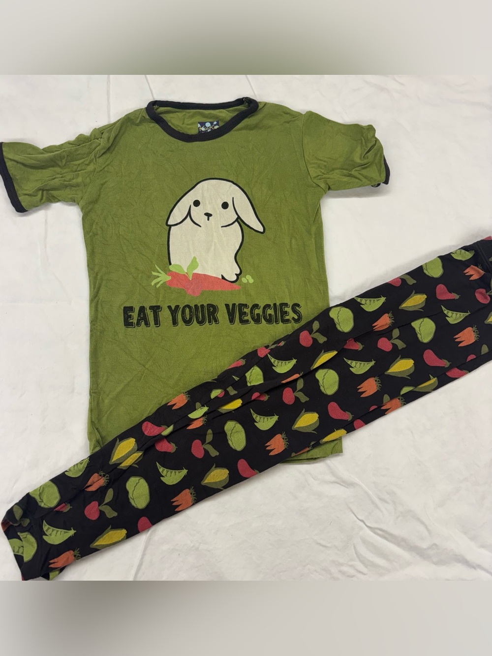 Kickee Pants Garden Eat Your Veggies Bunny Pajamas Size 6 Bamboo Soft